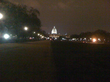 US Capitol Building at night.